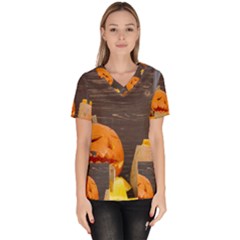 Old Crumpled Pumpkin Women s V-neck Scrub Top by rsooll