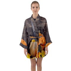 Old Crumpled Pumpkin Long Sleeve Kimono Robe by rsooll