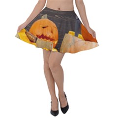 Old Crumpled Pumpkin Velvet Skater Skirt by rsooll