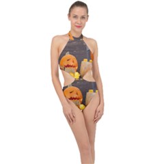 Old Crumpled Pumpkin Halter Side Cut Swimsuit by rsooll