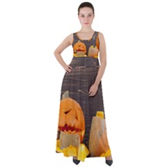 Old Crumpled Pumpkin Empire Waist Velour Maxi Dress