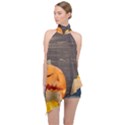 Old crumpled pumpkin Halter Asymmetric Satin Top View1