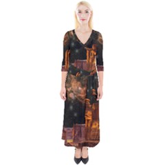 Geology Sand Stone Canyon Quarter Sleeve Wrap Maxi Dress by Sudhe