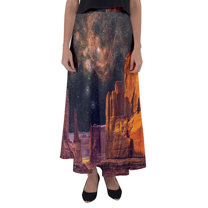 Geology Sand Stone Canyon Flared Maxi Skirt