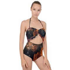 Geology Sand Stone Canyon Scallop Top Cut Out Swimsuit by Sudhe