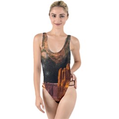 Geology Sand Stone Canyon High Leg Strappy Swimsuit by Sudhe