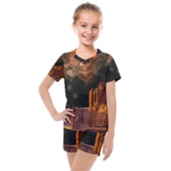 Geology Sand Stone Canyon Kids  Mesh Tee And Shorts Set