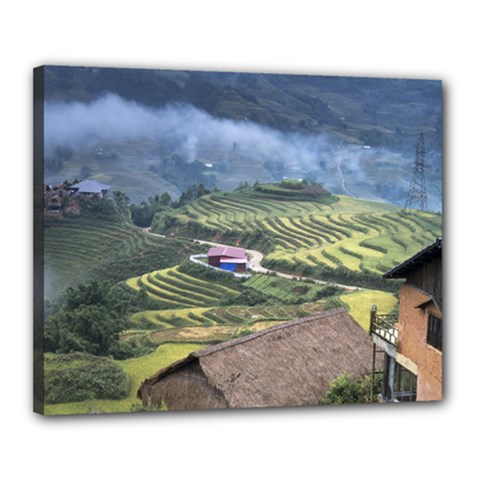 Rock Scenery The H Mong People Home Canvas 20  X 16  (stretched) by Sudhe