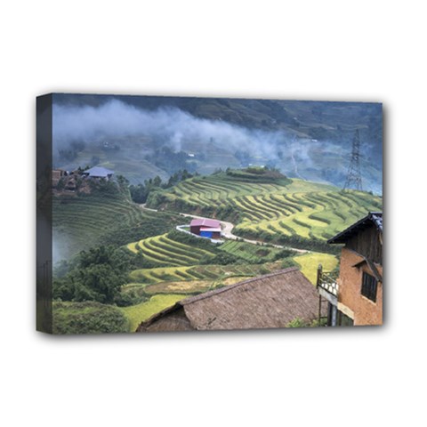 Rock Scenery The H Mong People Home Deluxe Canvas 18  X 12  (stretched) by Sudhe