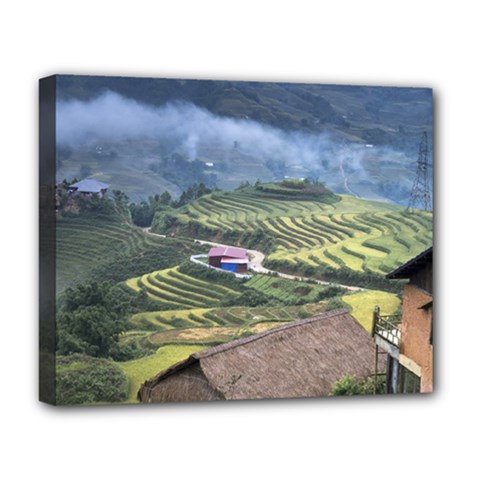 Rock Scenery The H Mong People Home Deluxe Canvas 20  X 16  (stretched) by Sudhe