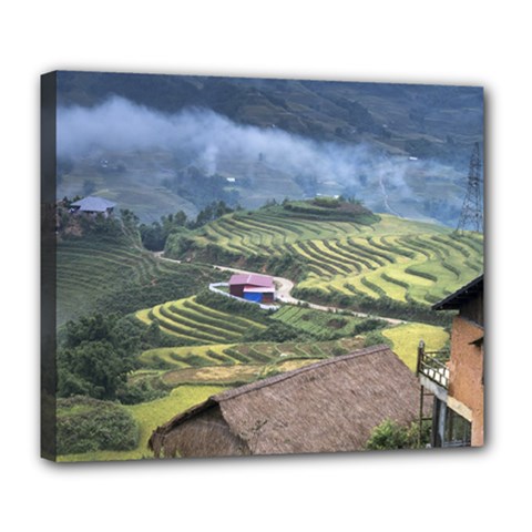 Rock Scenery The H Mong People Home Deluxe Canvas 24  X 20  (stretched) by Sudhe