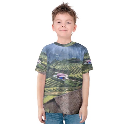 Rock Scenery The H Mong People Home Kids  Cotton Tee by Sudhe