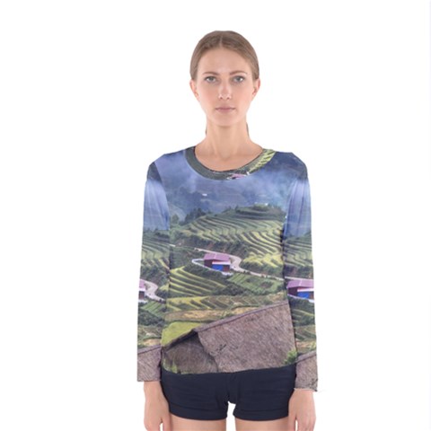 Rock Scenery The H Mong People Home Women s Long Sleeve Tee by Sudhe