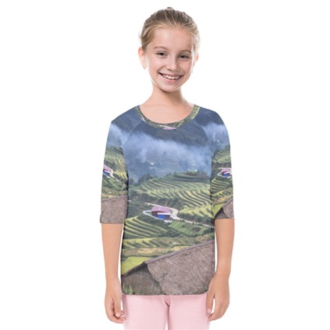 Rock Scenery The H Mong People Home Kids  Quarter Sleeve Raglan Tee by Sudhe