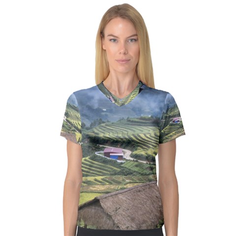 Rock Scenery The H Mong People Home V-neck Sport Mesh Tee by Sudhe