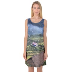 Rock Scenery The H Mong People Home Sleeveless Satin Nightdress by Sudhe