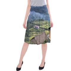 Rock Scenery The H Mong People Home Midi Beach Skirt by Sudhe