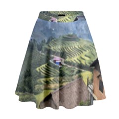 Rock Scenery The H Mong People Home High Waist Skirt by Sudhe