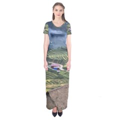 Rock Scenery The H Mong People Home Short Sleeve Maxi Dress by Sudhe