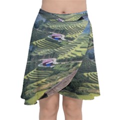 Rock Scenery The H Mong People Home Chiffon Wrap Front Skirt by Sudhe