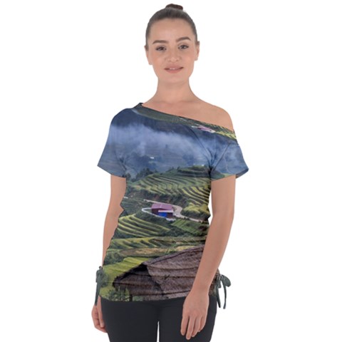 Rock Scenery The H Mong People Home Tie-up Tee by Sudhe