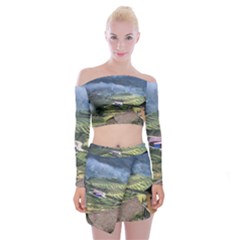 Rock Scenery The H Mong People Home Off Shoulder Top With Mini Skirt Set by Sudhe