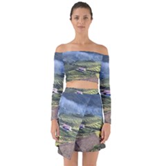 Rock Scenery The H Mong People Home Off Shoulder Top With Skirt Set by Sudhe