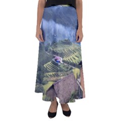 Rock Scenery The H Mong People Home Flared Maxi Skirt by Sudhe