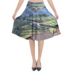 Rock Scenery The H Mong People Home Flared Midi Skirt by Sudhe