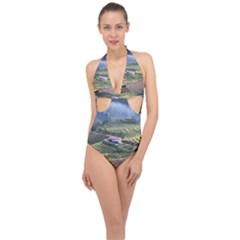 Rock Scenery The H Mong People Home Halter Front Plunge Swimsuit by Sudhe