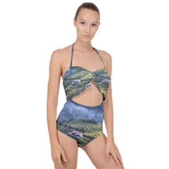 Rock Scenery The H Mong People Home Scallop Top Cut Out Swimsuit by Sudhe