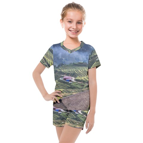 Rock Scenery The H Mong People Home Kids  Mesh Tee And Shorts Set by Sudhe