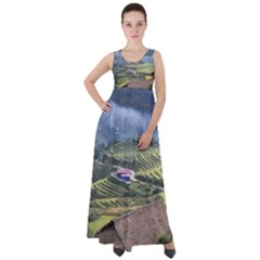 Rock Scenery The H Mong People Home Empire Waist Velour Maxi Dress