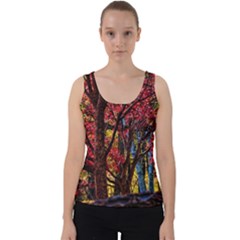 Autumn Colorful Nature Trees Velvet Tank Top by Sudhe