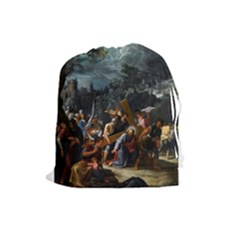 Christ On The Road To Calvary Drawstring Pouch (large) by ArtworkByPatrick