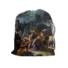 Christ On The Road To Calvary Drawstring Pouch (xl) by ArtworkByPatrick