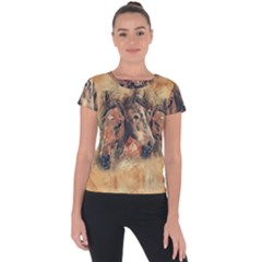 Head Horse Animal Vintage Short Sleeve Sports Top  by Sudhe