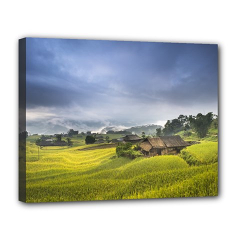 Vietnam Terraces Rice Silk Canvas 14  X 11  (stretched) by Sudhe