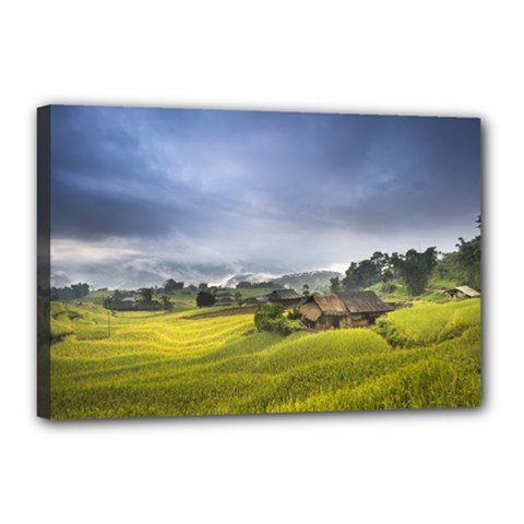 Vietnam Terraces Rice Silk Canvas 18  X 12  (stretched) by Sudhe