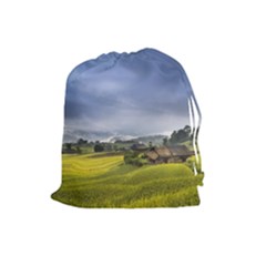 Vietnam Terraces Rice Silk Drawstring Pouch (large) by Sudhe