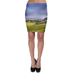 Vietnam Terraces Rice Silk Bodycon Skirt by Sudhe