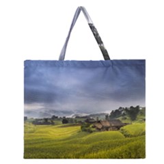 Vietnam Terraces Rice Silk Zipper Large Tote Bag by Sudhe