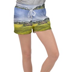 Vietnam Terraces Rice Silk Women s Velour Lounge Shorts by Sudhe