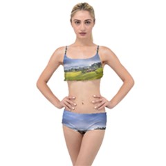 Vietnam Terraces Rice Silk Layered Top Bikini Set by Sudhe