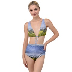 Vietnam Terraces Rice Silk Tied Up Two Piece Swimsuit by Sudhe