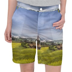 Vietnam Terraces Rice Silk Pocket Shorts