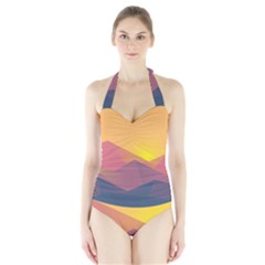 Image Sunset Landscape Graphics Halter Swimsuit by Sudhe