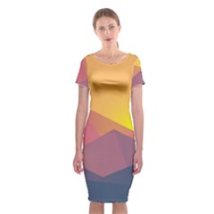 Image Sunset Landscape Graphics Classic Short Sleeve Midi Dress by Sudhe