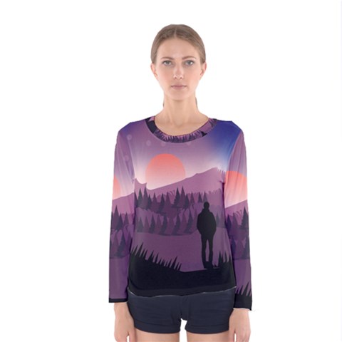 Dusk Sunset Dawn Sky Evening Women s Long Sleeve Tee by Sudhe