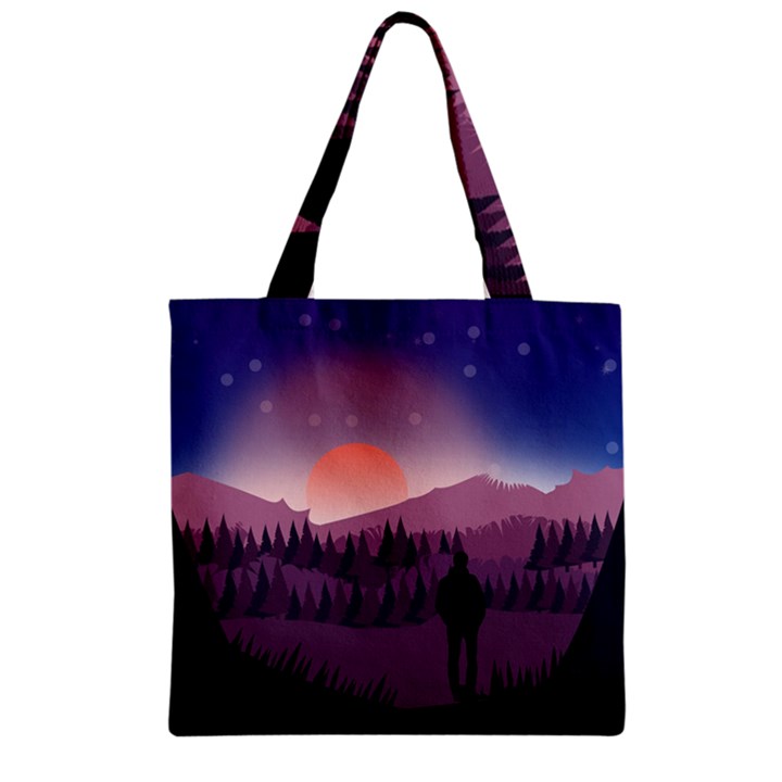 Dusk Sunset Dawn Sky Evening Zipper Grocery Tote Bag